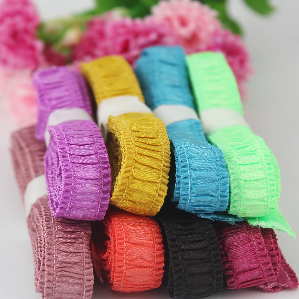

20 yards 13mm solid design ruffle webbing shoulder strap for clothes elastic sewing ribbon