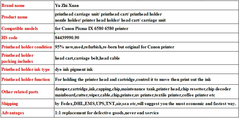 for Canon IX6580 printer head holder