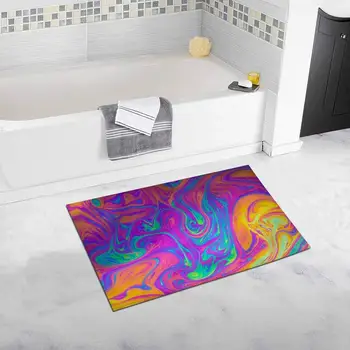 

Psychedelic Multicolored Soap Bubble Abstract Bath Mat Soft Bathroom Rugs Non-slip Rubber 20W X 32L Inches