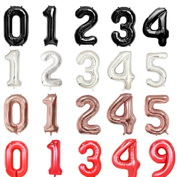 

40inch Red Black Number Foil Balloons Rose Gold Figure Digital Helium Globos Happy Birthday Wedding Party Decoration Celebration
