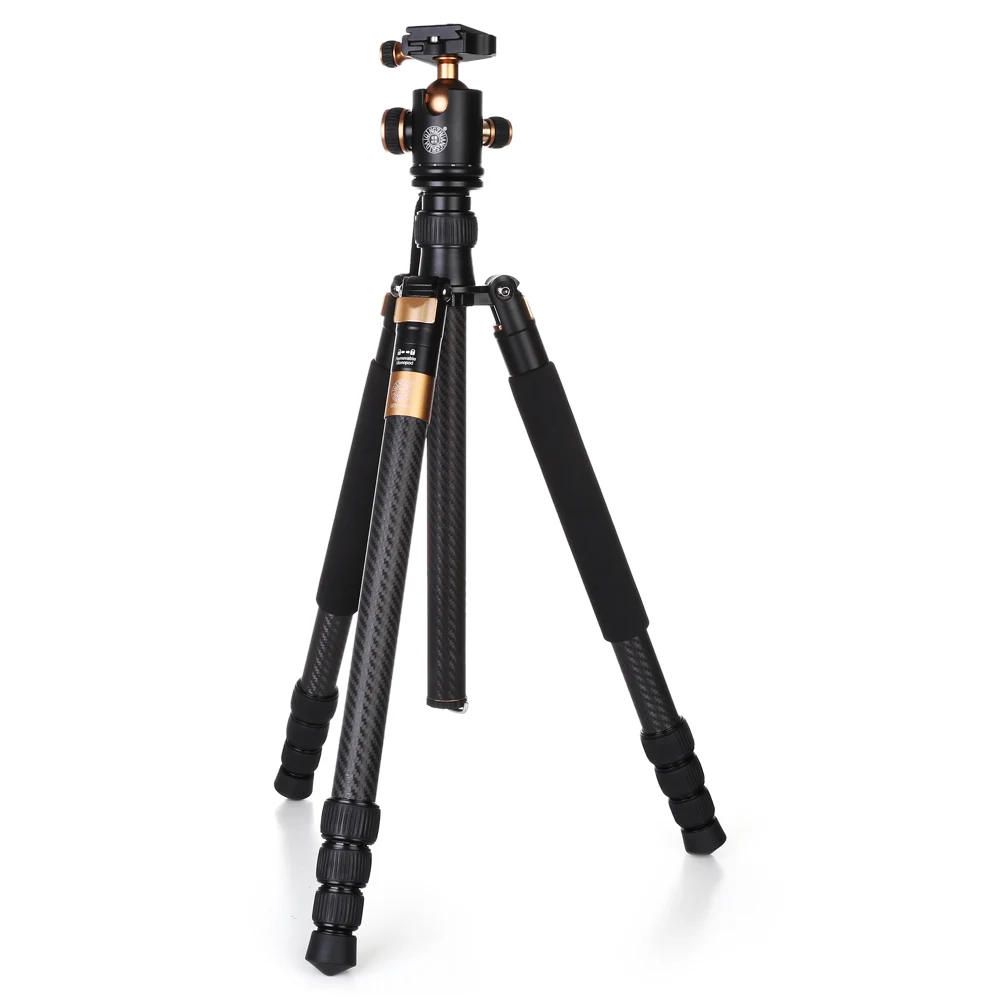 QZSD Q968C Carbon Fiber 4 Section Camera Tripod Unipod Carbon Fiber For