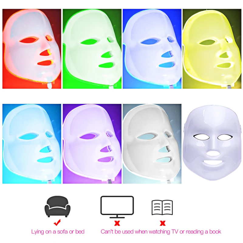 CkeyiN LED Facial Mask 7 Color LED Photon Facial Mask Wrinkle Acne