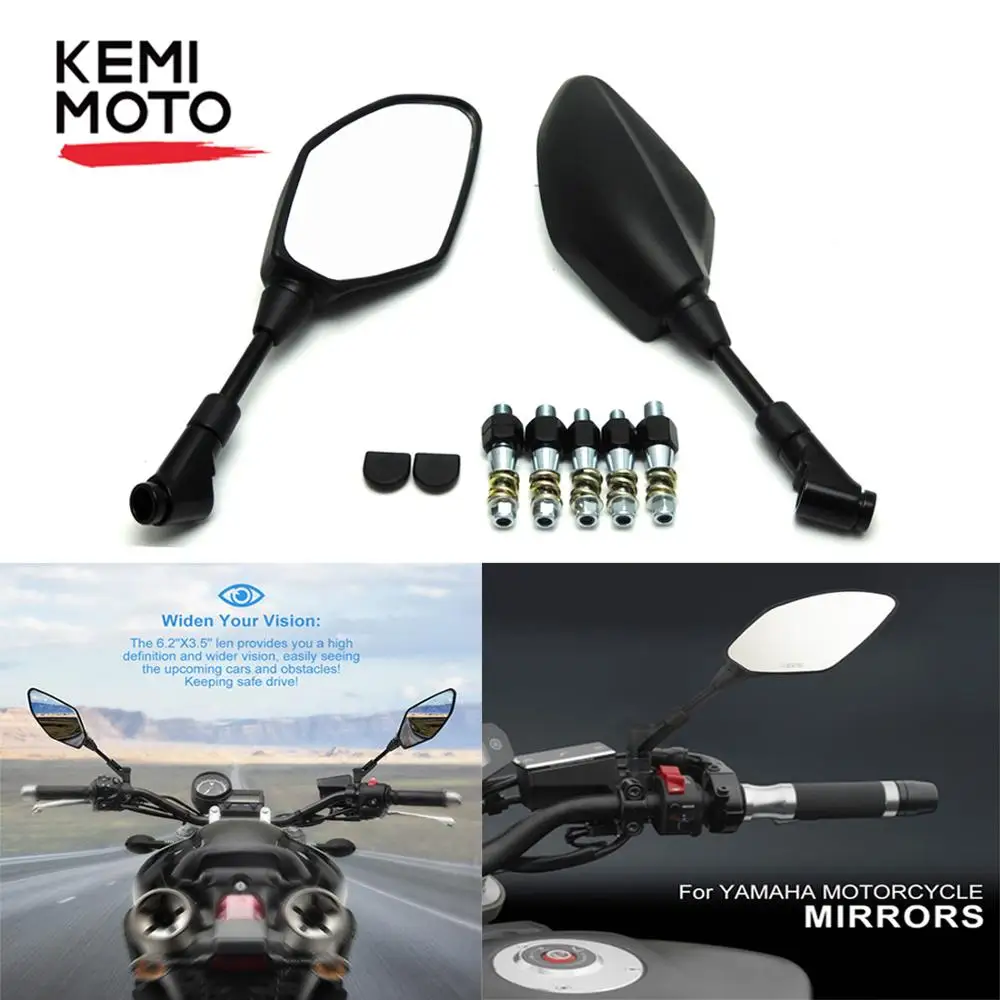 

KEMiMOTO Universal Motorcycle Rearview Rear View Side Mirror MT07 FZ07 For YAMAHA MT-07 FZ-07 2014 2017 2019 YZF R1 R6 MT09