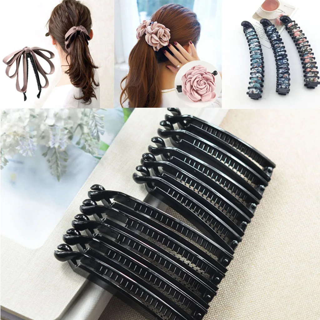 

10pcs Hair Hoop Band Imported hair Banana Slide Comb Clips/hair Grips 8cm/10cm Black Women Long Hair Pin Hair Accessory Findings