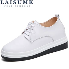 LAISUMK/ г.; Осенняя женская обувь на плоской подошве; женские туфли-оксфорды из натуральной кожи со шнуровкой на платформе, визуально увеличивающие рост; женская обувь на толстой мягкой подошве