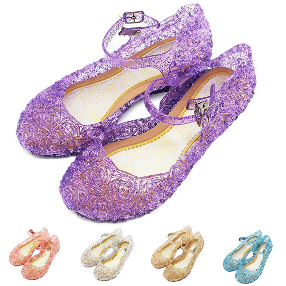 

Kids Girls Sandals Children Soft Leather Crystal Shoes Baby Girl Birthday Party Cosplay Princess Sofia Ana Elza Shoes