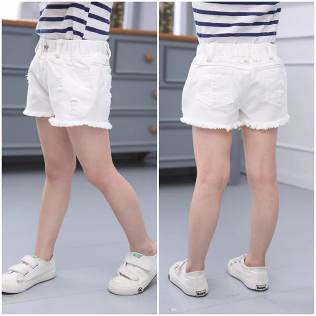 2019 New Fashion Girls Hot Blue White Black Solid Girl Ripped Hole Denim Shorts Girls Casual Pockets Female Short Jeans 6