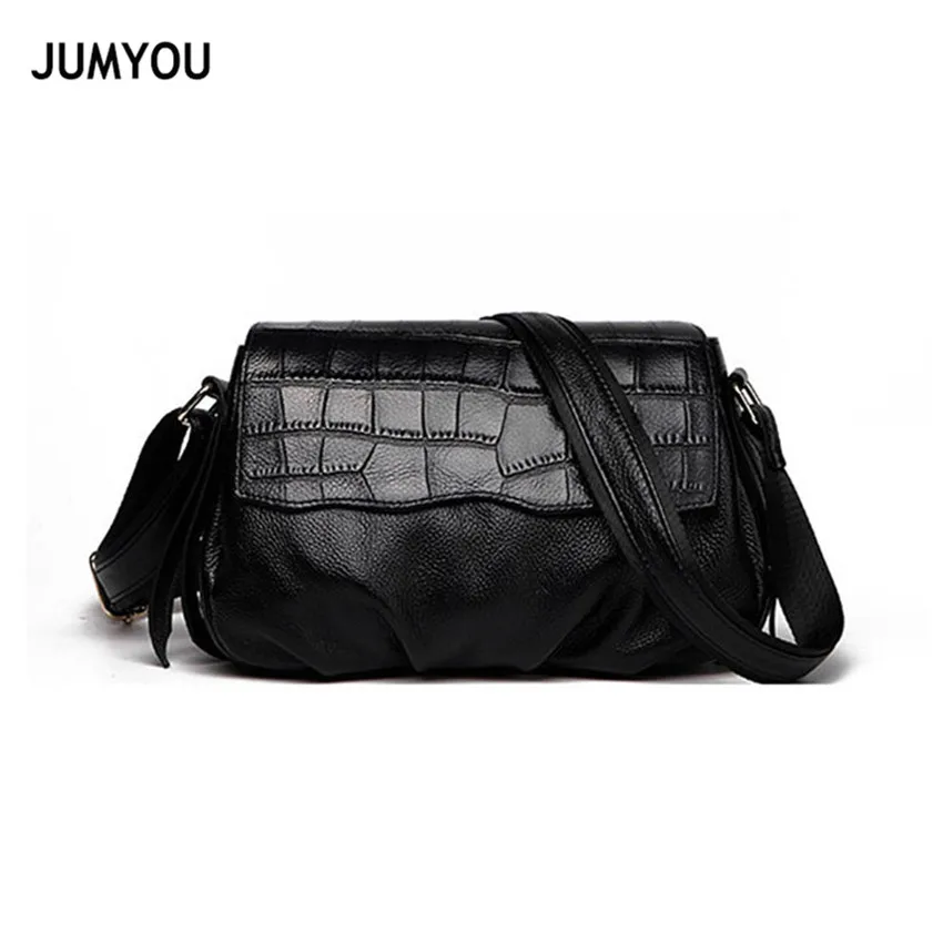 

Real Leather Crossbody Bag For Women Messenger Bag For Female Smiple Fashion Soft Black Alligator Shoulder Bags Lady Bolso Mujer