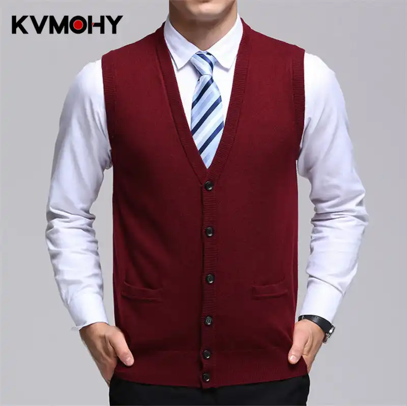 mens sleeveless sweater vest with buttons