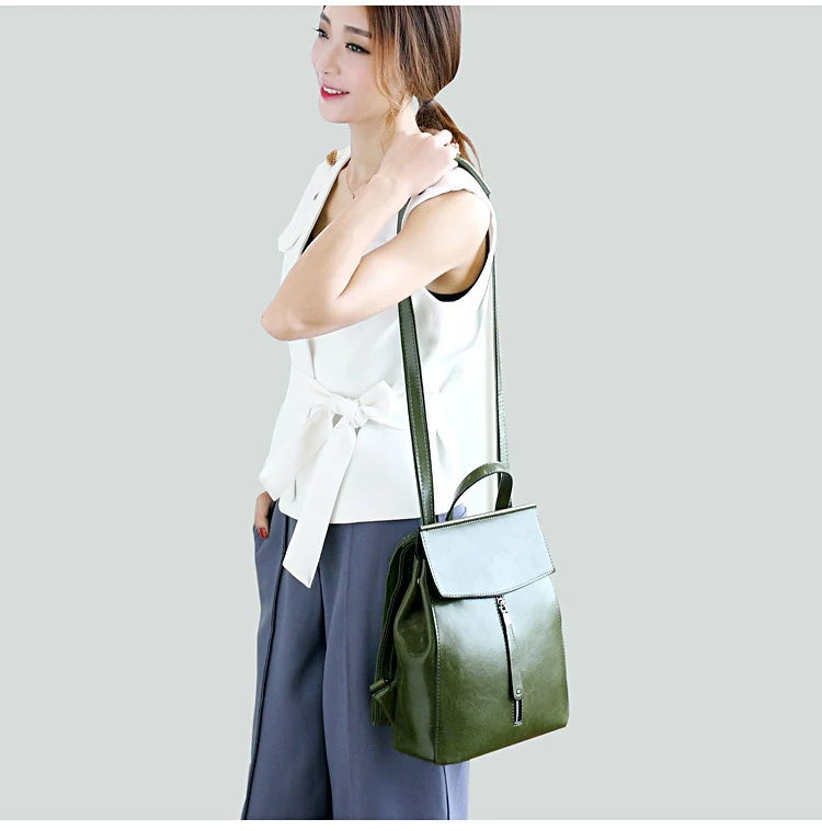 Модный дизайнерский женский рюкзак из натуральной кожи, школьные сумки на плечо для подростков, дорожный женский ранец с масляным воском из коровьей кожи