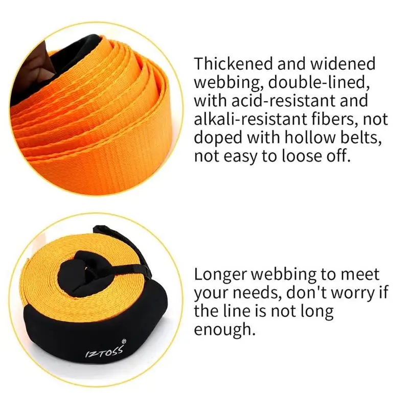 30ftx3in العالمي سحب الحبال 8 طن عالية الثقيلة القوة Racing Tow Strap سيارة الطريق الانتعاش حبل قطر حزام الوفير مقطورة