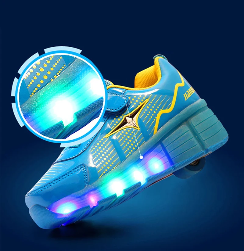 Kids Shoes with LED Lights Children Roller Skate Sneakers with Wheels glowing Led Light Up for Boys Girls Zapatillas Con Ruedas 34