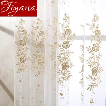 

Floral Modern White Curtain for Living Room Kitchen Voile Curtain for Window Bedroom Drapes Sheer Fabrics Treatment X427 #30