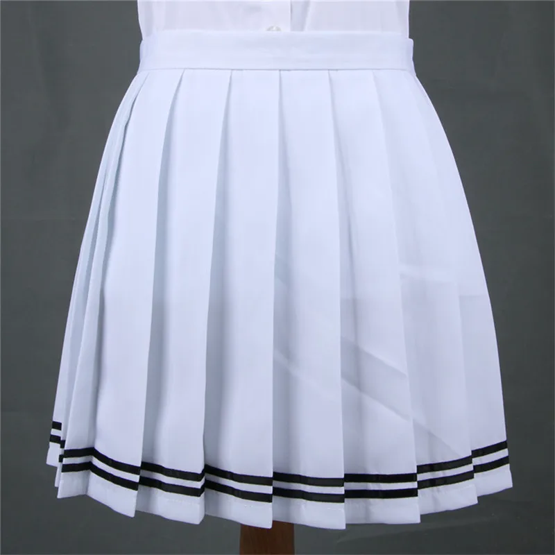 

WXCTEAM Japanese High Waist Pleated Skirts Anime Lolita Harajuku All Match School Uniform JK Student Girls Solid Pleated Skirt