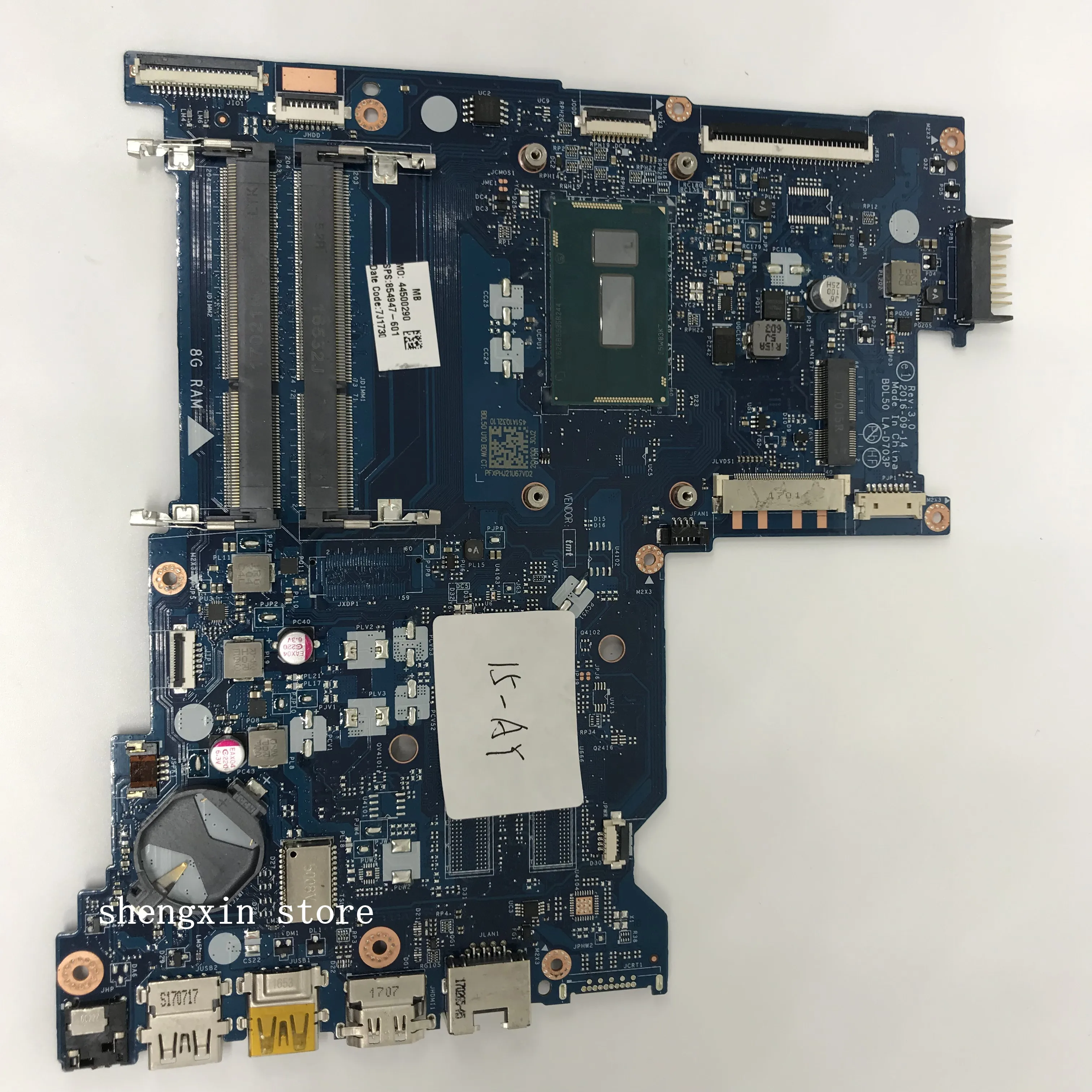 discount  For HP 15-AY 15-AC Series Laptop Motherboard 854947-601 SR244 I3-5005u BDL50 LA-D703P MainBoard 100