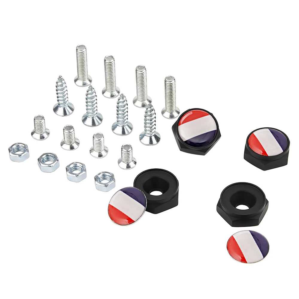 France Flag Logo Car License Plate Bolts Frame Screws For VW Golf 7 Mini Cooper Seat Ibiza Peugeot 207 Audi A4 B8 Bmw E36 Jaguar
