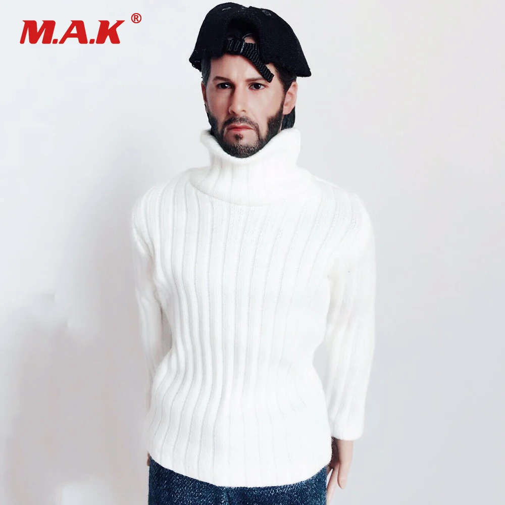 

1/6 Scale Figure Accessory Male Clothes White Sweater High-necked Knit for Male/Female Figure Body