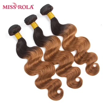 

Miss Rola Hair Pre-colored Peruvian Body Wave 3 Bundles 100% Human Hair Weaving T1B/30 Color Non-remy Hair Extensions Capelli