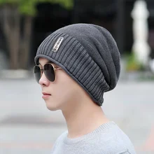 Зимняя мужская шляпа плюс толстый бархат шерстяная вязаная шапка осенние и зимние baotou Головные Уборы Открытый езда cap