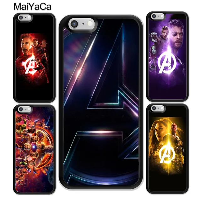 MaiYaCa Marvel Мстители Бесконечность войны для iPhone 4S SE 5C 5S 6S 7 8 Plus X XR XS MAX черный мягкий