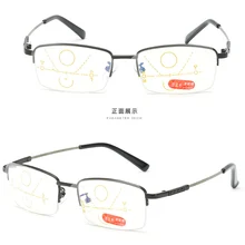 Прогрессивные многофокальные очки для чтения полуобода памяти ноги Оправа очков из титанового сплава видеть Ближний и Дальний Топ 0 Добавить+ 0,75 к+ 4