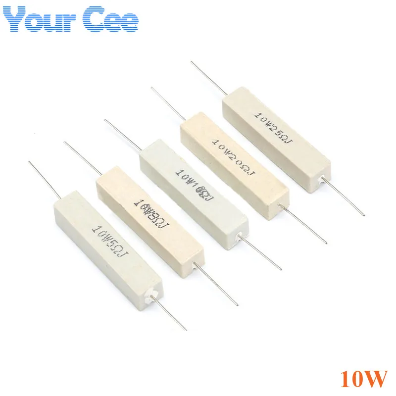 10 piezas de cerámica resistencia 10 W 1R ~ 25R ohm 5% de cemento resistencia 1R 2R 5R 8R 10R 15R 20R 25R componente electrónico 1ohm 2ohm 5ohm 8ohm