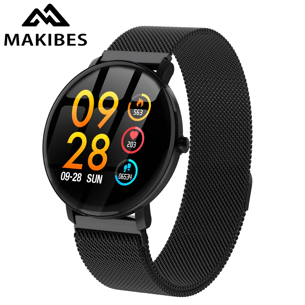 

Makibes F3 1.3“Full Touch Tempered Glass Screen Smart Watch Waterproof Blood oxygen Fitness Tracker Milanese magnetic wristband