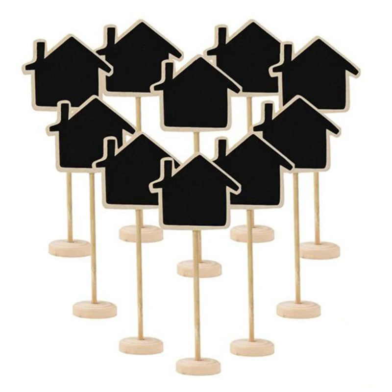 10pcs / set I135867 Stand House Shape Blackboard 8x6cmin Blackboard