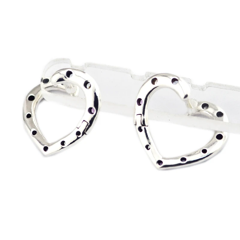 

Pandulaso Bright Heart Hoop Earrings 925 Sterling Silver Jewelry Anniversay Gift Spring Earring for Women Make Up