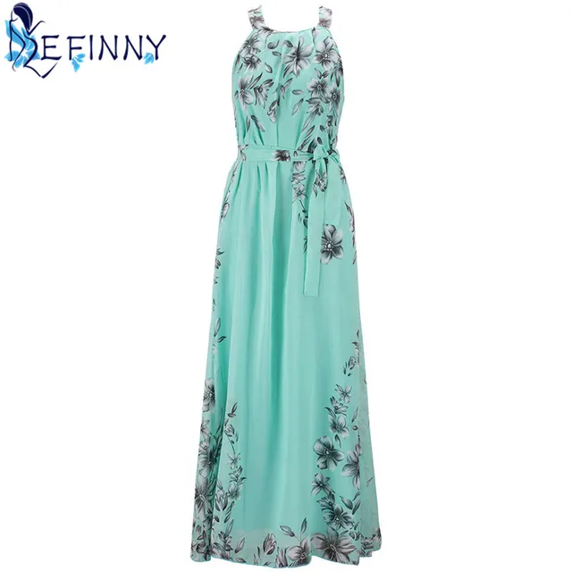2018 Fashion Summer Women Elegant Boho Long Maxi Dress Charming O-Neck Chiffon Lady Evening Party beach Dress Plus Size S-6XL 1