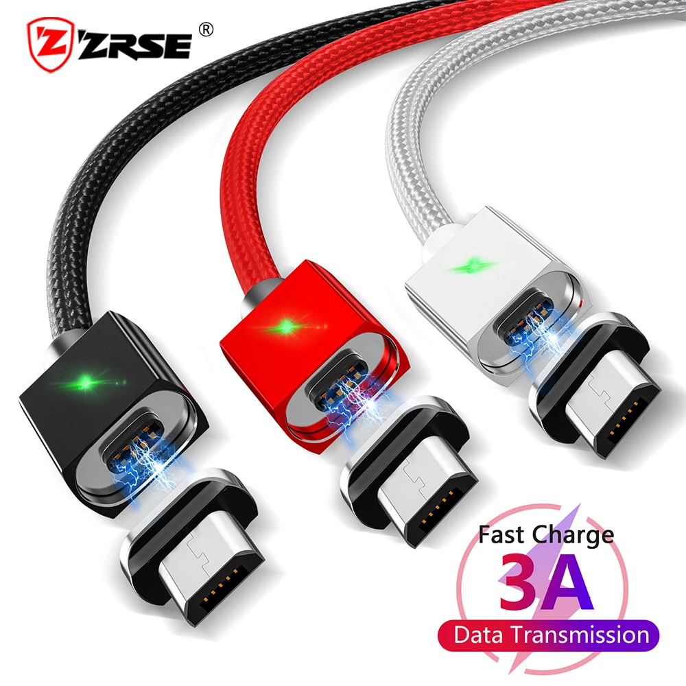 

ZRSE 3A Micro USB Cable for Samsung Huawei Xiaomi OnePlus Redmi Fast Charging Magnetic Cable Android Mobile Phone Charger Cord