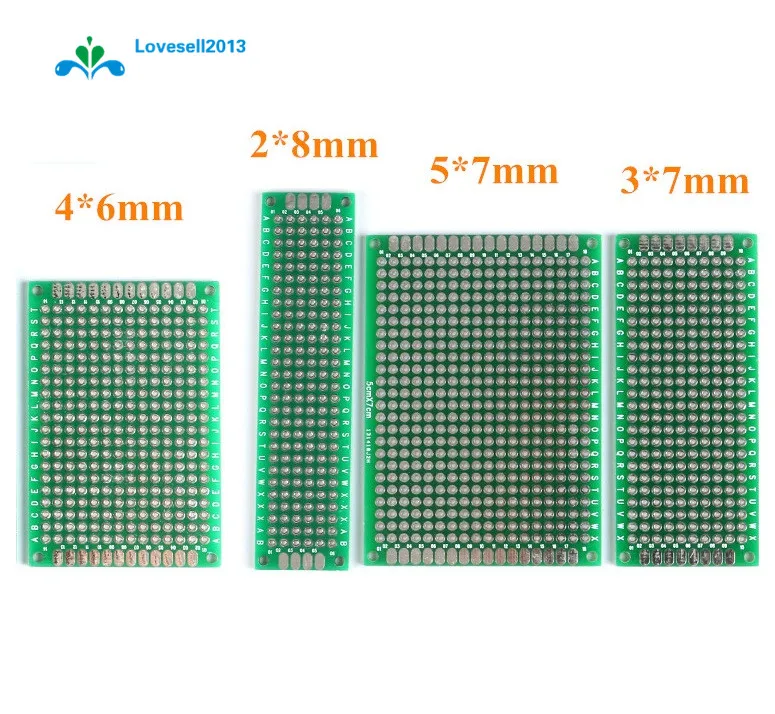 

4PCS Double Side Prototype PCB Tinned breadBoard 5x7 4x6 3x7 2x8CM Each 1PCS FR4