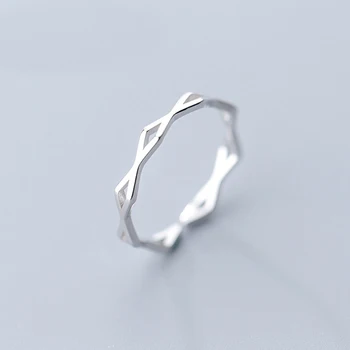 

MloveAcc Real 925 Sterling Silver Geometry Rhombus Open Ring for Women Men Sterling-silver-jewelry