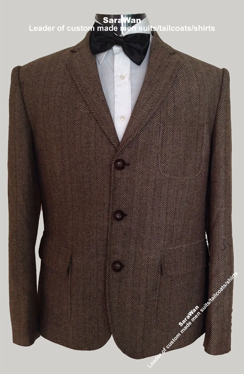 Мужская твидовая куртка на заказ, коричневое твидовое пальто, мужское твидовое пальто на заказ, пальто с узором в елочку, Мужской Блейзер, Мужское пальто с узором в елочку