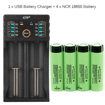 

GTF 100% Original 3.7V 3400mAh 18650 battery rechargeable battery with GF208 Battery charger for 26650 14500 18340 18650 Battery
