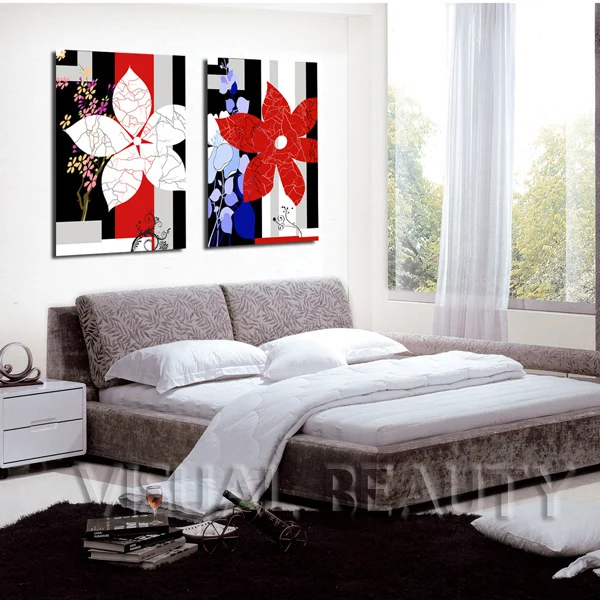 

FREE SHIPPING Two Panel Flowers Painting Abstract Wall Print Oil Painting(Unframed)60x90cmx2pcs