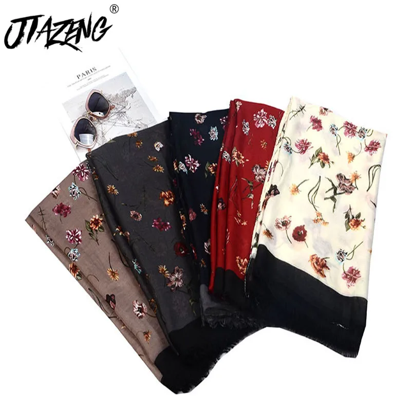 

Small Wildflowers Fashion Winter Scarf For Women Scarf Warm Scarf Luxury Female Scarves And Shawls Soft Thin 2019