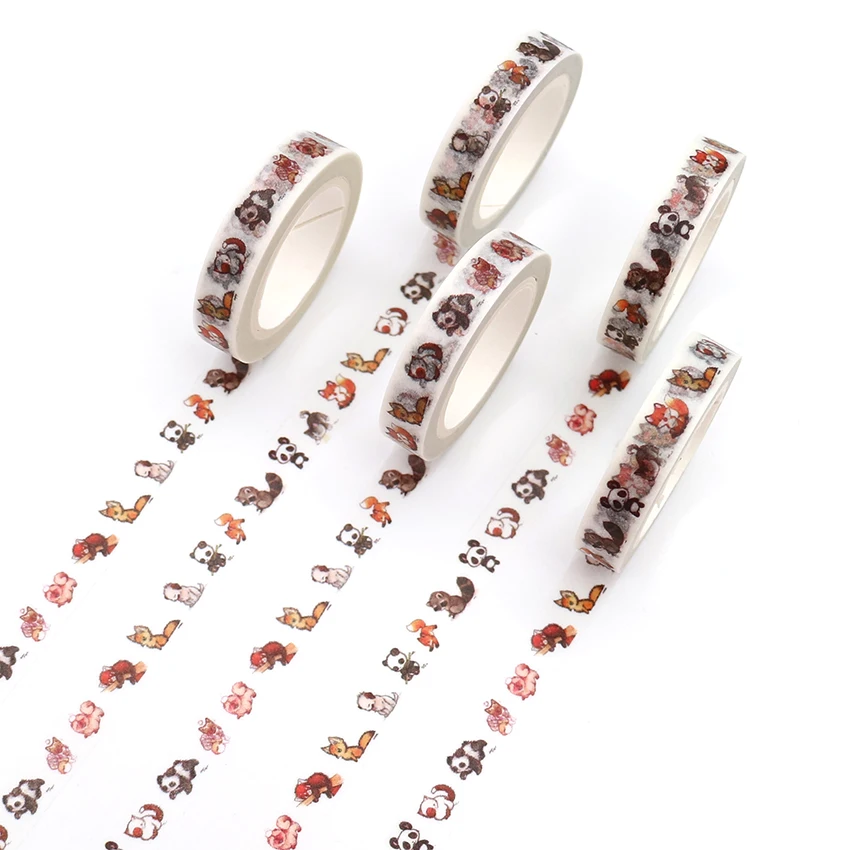 

1 PCS Creative Kawaii Animal Washi Tape High Sticky Masking Tape Office Supply Hand Tear Adhesive Paper Tape DIY Book Diary