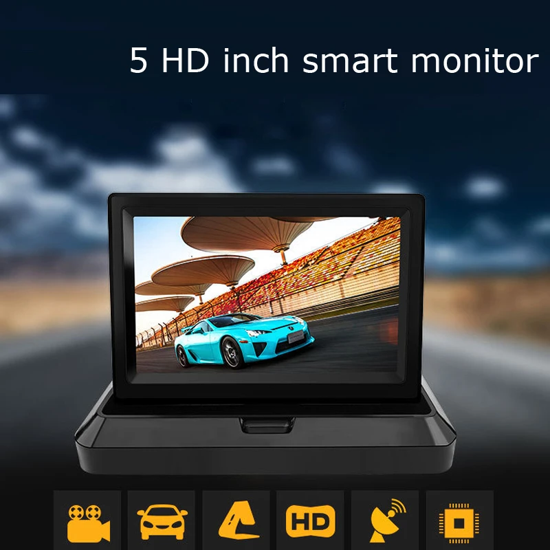 Складной автомобильный монитор заднего вида 5/4 3 дюйма 2 видеовхода|video input|rear view