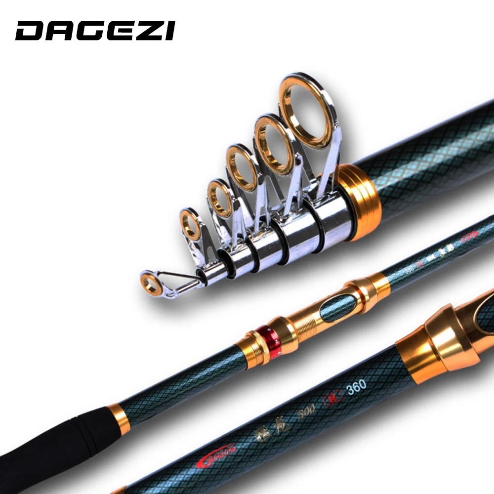 online DAGEZI Alto Carbono Vara De Pesca Telescópica Superhard Ultra Duro Vara De Carbono De 2.1 M 3.6 M Vara De Pesca Fiação de Pesca pólo