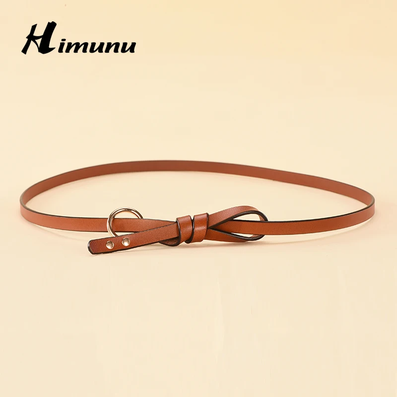 

[Himunu] New Style Retro Thin Belt For Women Genuine Leather cinturon mujer Fashion Woman Belts cinturones para las mujeres