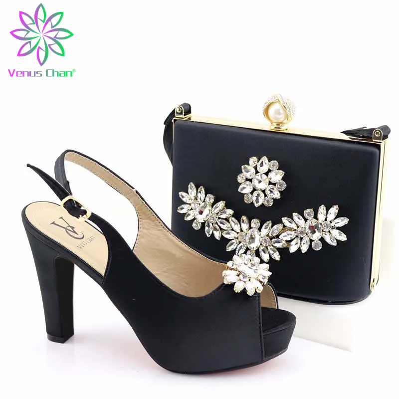 2022 New Black Color Shoes with Matching Bags Set Shoe and Matching Bag for Nigeria Party