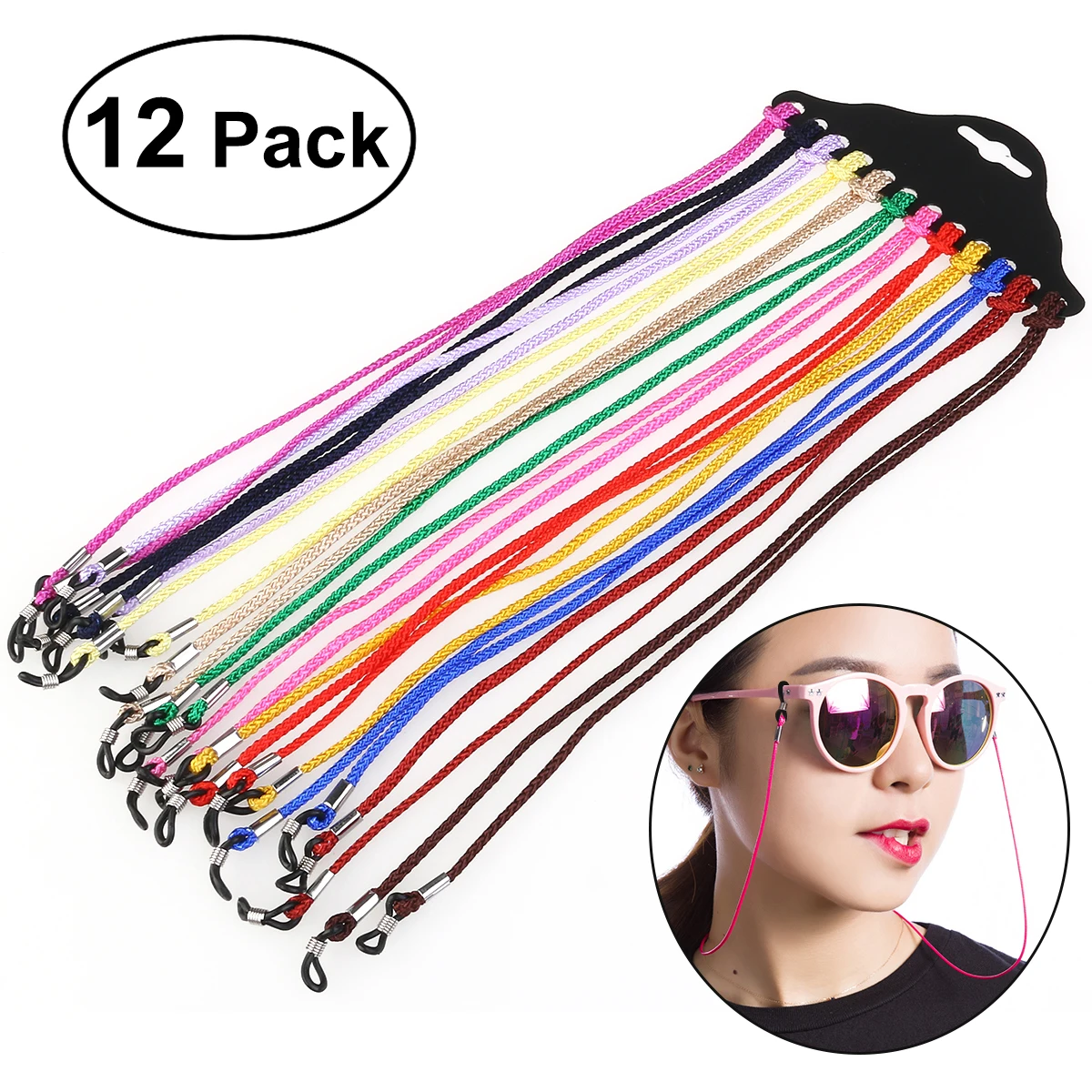 

NUOLUX 12pcs Nylon Spectacle Frame Holder Sunglasses Eyewear Cord Neck String (Random Color)
