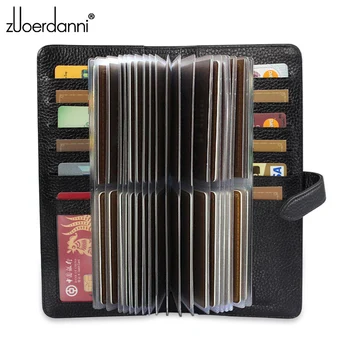 New Fashion Buckle Card Holder Genuine Leather Men Credit Card Case Women Bank/ID Card Bag Large Capacity zoress genuine leather women fashion card holder 22 card slots large capacity girls id credit card case bag purse wallet 8 color