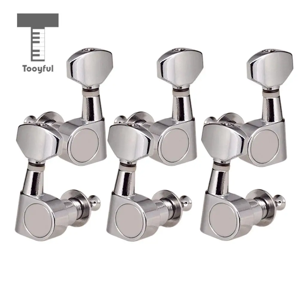 Tooyful Electric Guitar Zinc Alloy String Tuning Peg Chrome 3R3L Machine Head Sealed