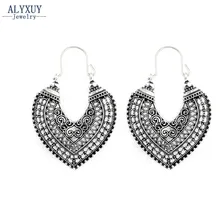 New fashion jewelry vintage silver color hollow heart drop earring gift for women girl E3316