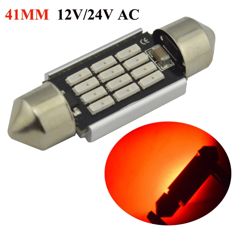 4 шт 12V 24V AC без полярности красный 31 мм 36 мм/39 мм/41 мм 12 SMD 4014 купол с фестонами CANBUS OBC без ошибок c5w Светодиодные лампы внутреннего освещения