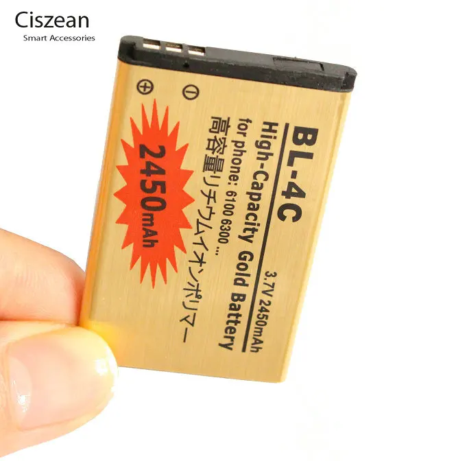 10 шт./лот 2450 мАч BL 4C BL4C Золотой Сменный аккумулятор для Nokia 6100 6300 6102 6103 6131 6125 S 6136 6170