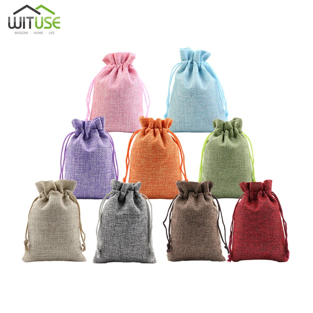 

10Pcs 10x14cm 13x18cm Linen Drawstring Pouch Jewelry Bag Jute Pouch Christmas/Wedding Party Candy Gift Gunny Packaging Bags