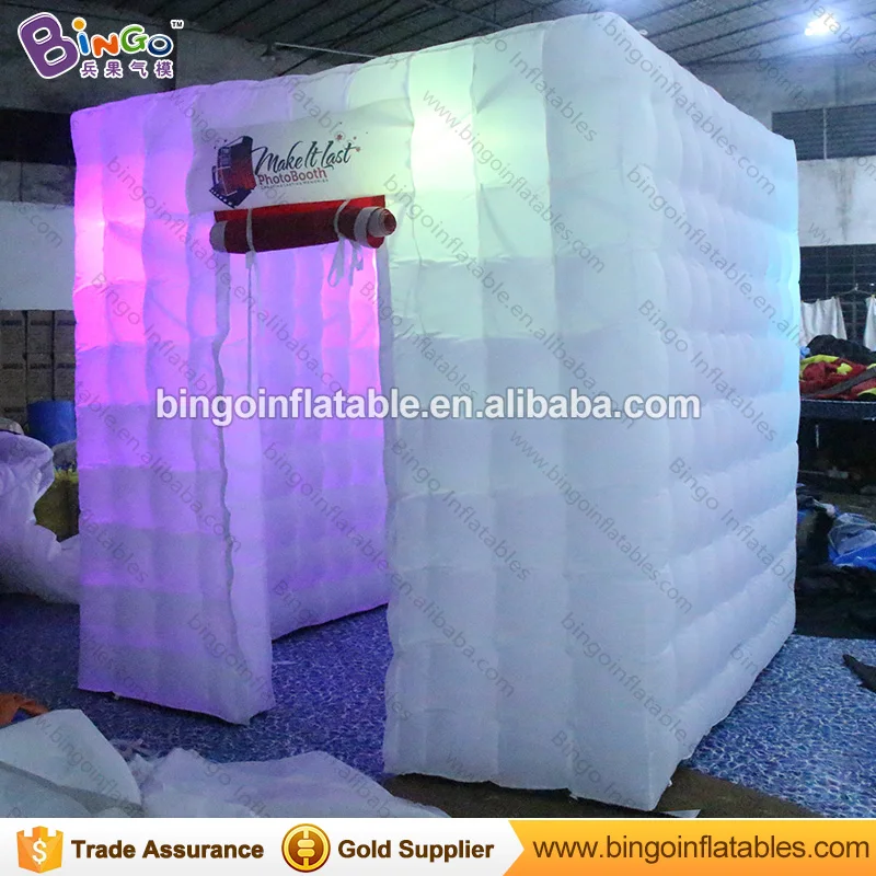  Free express 2.4X2.4X2.4m LED lighting inflatable photo booth for advertising customized promotiona